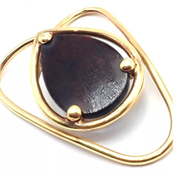 Vintage! Authentic Van Cleef & Arpels 18k Yellow Gold LetterWood Money Clip - Picture 5 of 10